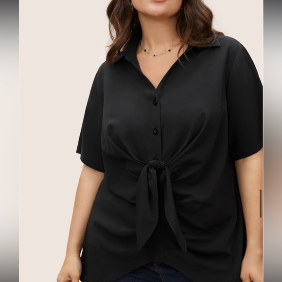 BloomChic Plus Size XL Black Tie-Front Blouse us14-16 - Picture 3 of 6